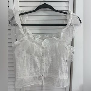Astr White Ruffled Blouse